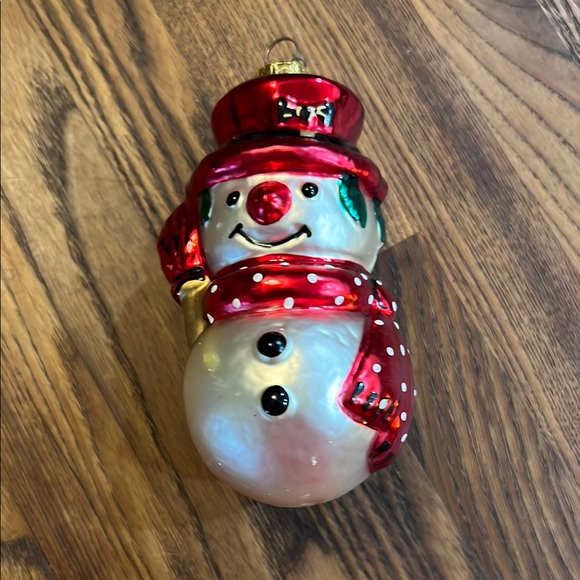 Two piece set Red and White Snowman Christmas Ornament - Picture 2 of 8
